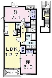 イースト　ファーム 2階2LDKの間取り