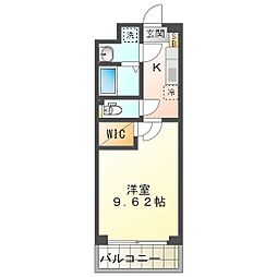 Ｓ−ＦＯＲＴ四日市西新地 8階1Kの間取り