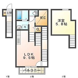 Ｌａｓｔｉｎｇ　Ｒｏｓｅ東日野 2階ワンルームの間取り