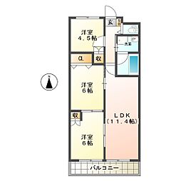 ベレーザ末永 3LDKの間取図画像