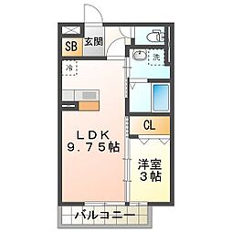 ニエット 1階1LDKの間取り