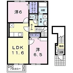 カーサ　絆 2階2LDKの間取り