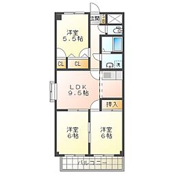 ベルハイム城山 3LDKの間取図画像