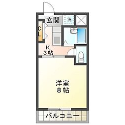 Kハウス 1Kの間取図画像