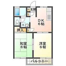 白山ハイツ 2DKの間取図画像