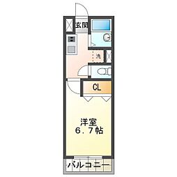 グローバル池畑マンション 1Kの間取図画像