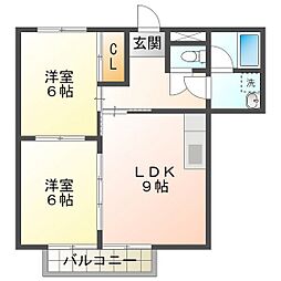メゾンセイフウ 2LDKの間取図画像