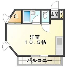 ミューかいぞう ワンルームの間取図画像