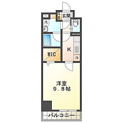 プレミアムタウンプレイス 1Kの間取図画像