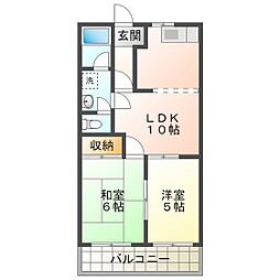 コーポ・パーシモン2 2LDKの間取図画像