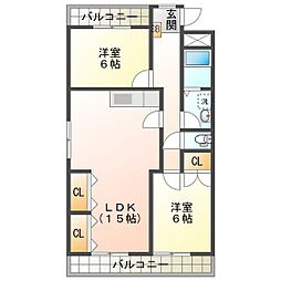 ウノモリックス 2LDKの間取図画像