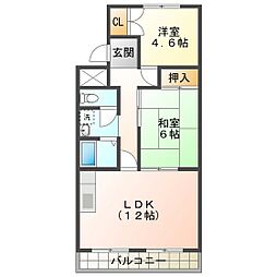 ドミール笹山 2LDKの間取図画像