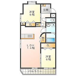 マスターズフォート 2LDKの間取図画像