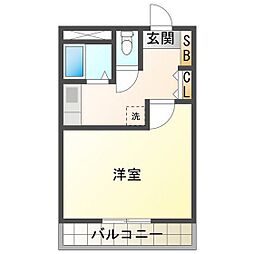JINハイツ生桑 1Kの間取図画像