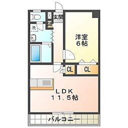 コーキア 1LDKの間取図画像