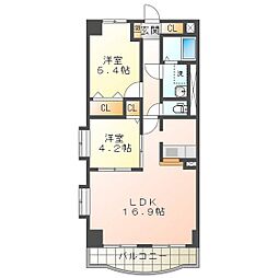 イストワール城西 2LDKの間取図画像