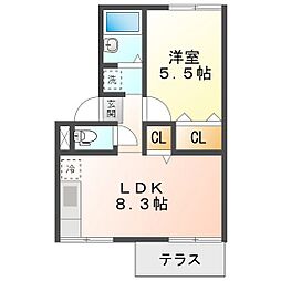 アパンションエクセル1995 1LDKの間取図画像