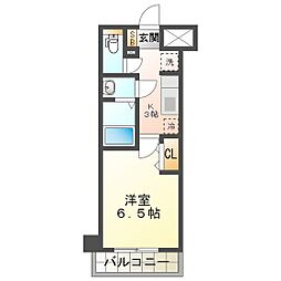 レジデンスハマダ 1Kの間取図画像
