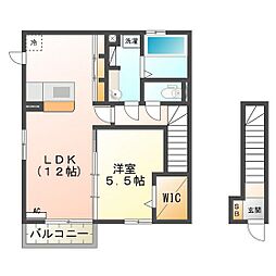 グランディール　Ｄ棟 2階1LDKの間取り