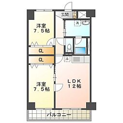 ラ・プランタン 4階2LDKの間取り