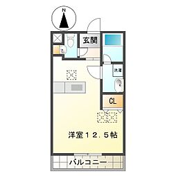 ルネスレジェンド 2階ワンルームの間取り