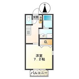 プリシェール平田 1階1Kの間取り