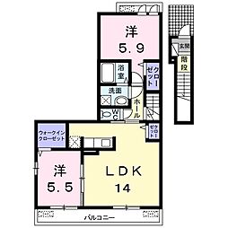 エレガントプリムローズ 2LDKの間取図画像