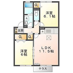 メゾンドセレネ 2LDKの間取図画像
