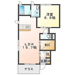 サンセールB 1LDKの間取図画像