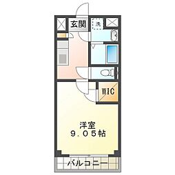 グランデューク算所 1Kの間取図画像