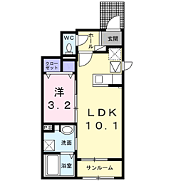 鈴鹿市飯野寺家町アパート 1LDKの間取図画像