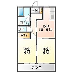エンジェルハイムA 2DKの間取図画像