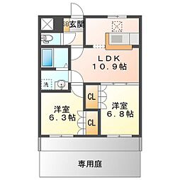 ロイヤルラファミーユA 2LDKの間取図画像