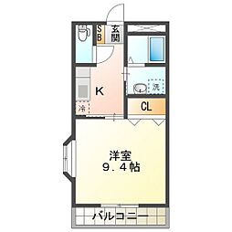 サンライズガーデン 1Kの間取図画像