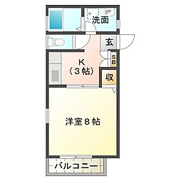 フレグランス平田 1Kの間取図画像