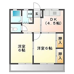 コーポヤマノ 2DKの間取図画像