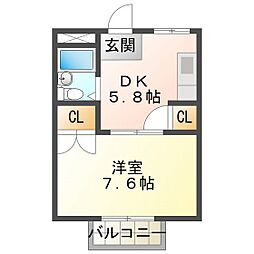 尾崎善ハイツ 1DKの間取図画像
