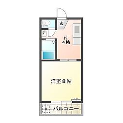 コーポ田中B 1Kの間取図画像