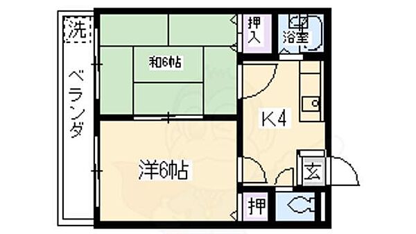 サンライズハウス ｜京都府京都市中京区西ノ京船塚町(賃貸マンション2DK・2階・31.59㎡)の写真 その2