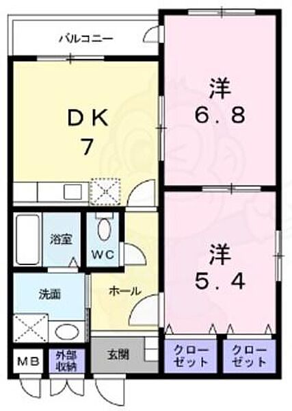 ルーミナス桂 ｜京都府京都市西京区桂徳大寺町(賃貸マンション2DK・2階・46.16㎡)の写真 その2