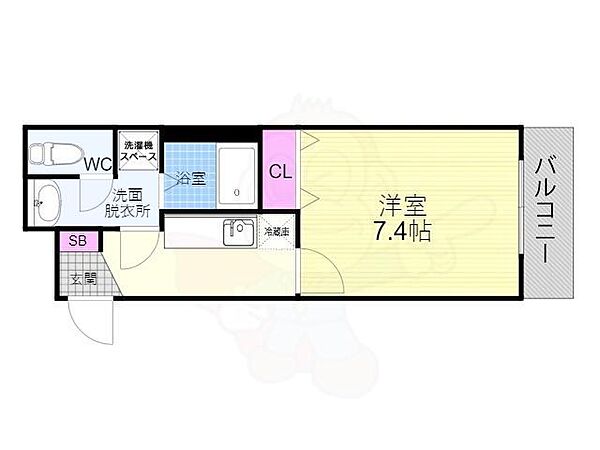 メゾン・カミング ｜京都府京都市伏見区深草西浦町３丁目(賃貸マンション1K・4階・25.24㎡)の写真 その2