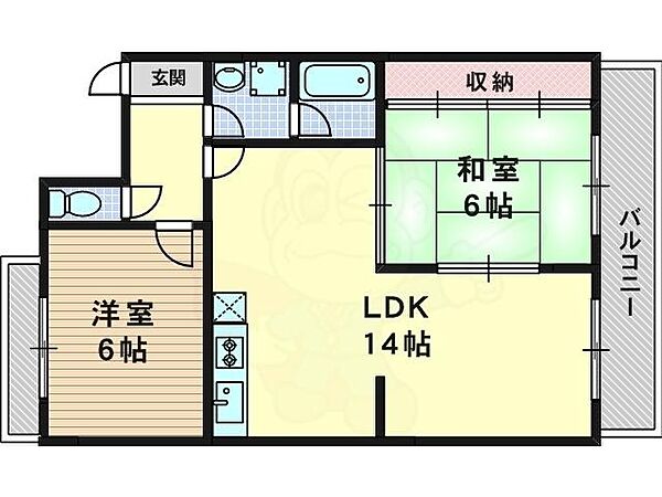 シャンポール蘭 ｜京都府京都市西京区山田南山田町(賃貸マンション2LDK・3階・55.53㎡)の写真 その2