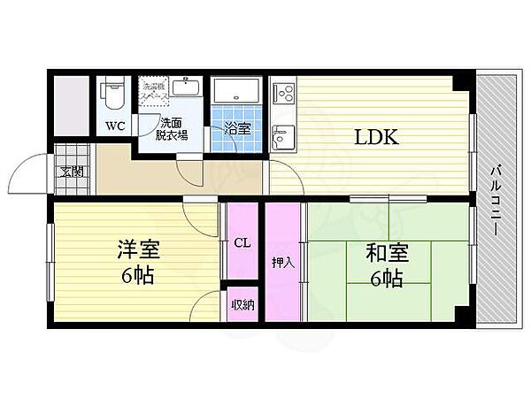 ルシエール川豊 ｜京都府京都市右京区西京極三反田町(賃貸マンション2LDK・2階・50.40㎡)の写真 その2