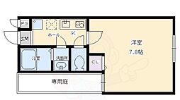 フラッティ堀川高辻 1Kの間取図画像
