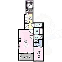 アビアント 1階2Kの間取り