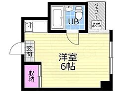 ウィッシュ河原町 3階ワンルームの間取り