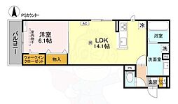 アイル京都八条 3階1LDKの間取り