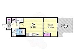 ベラジオ　ワールドアイ　京都円町 3階1DKの間取り