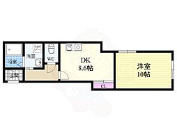 京福電気鉄道北野線 宇多野駅 徒歩15分の賃貸マンション 3階1LDKの間取り