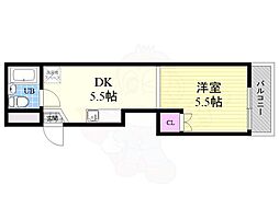 京福電気鉄道北野線 北野白梅町駅 徒歩17分の賃貸マンション 5階1DKの間取り